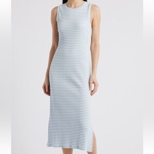NEW Rails Stripe Rib Midi Tank Dress in Chambray Blue Stripe
